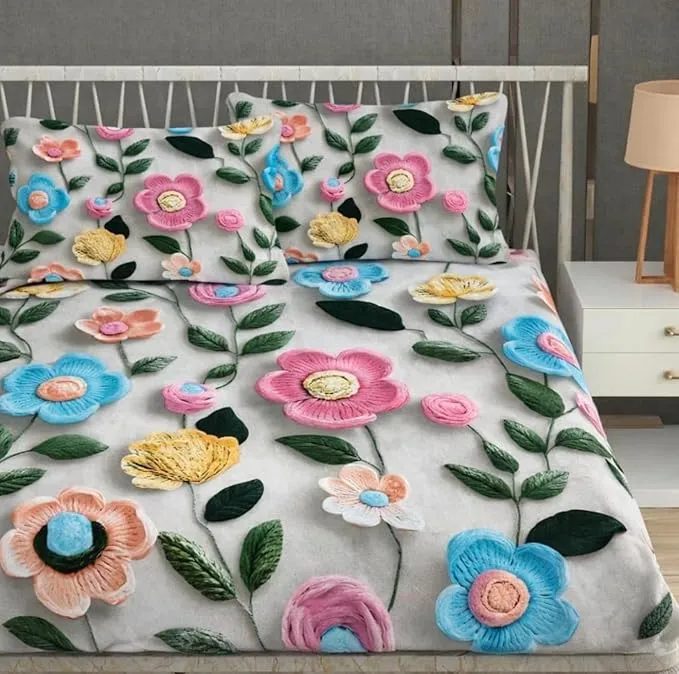 Luxury 3D Printed Floral and Fantasy Bedsheet Set